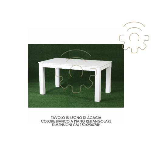 Acacia wood table rectangular top 150 x 90 x 74 h garden armchair balcony terrace swimming pool