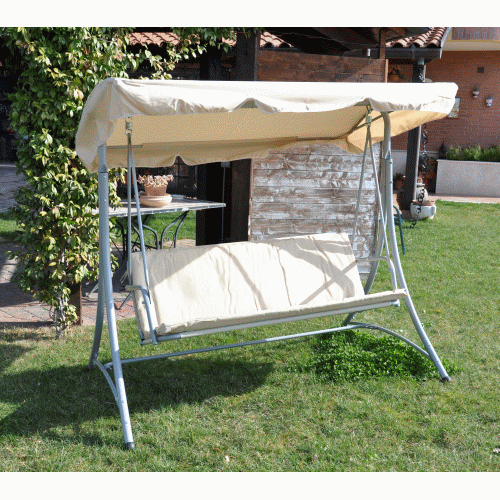 3 seater swing swing in steel 170x111x156 cm with cushion and awning