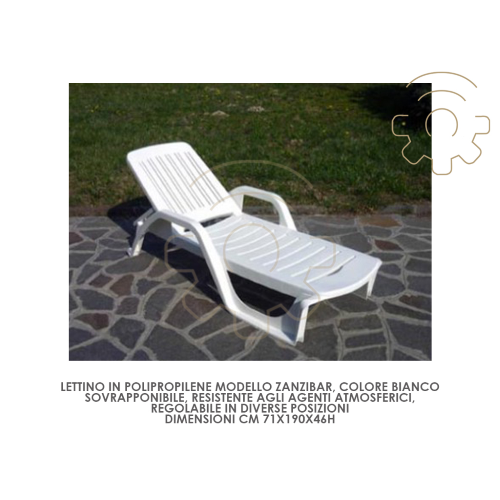 zanzibar sun lounger white armchair white resin sundeck 71 x 190 x 46 h for sea and pool