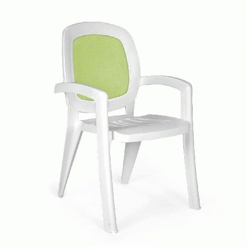 sedia gamma in resina 60x59xh90 poltrona bianca e verde con braccioli
