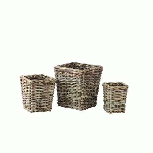 3-piece set koboo rattan baskets flower pots saucer