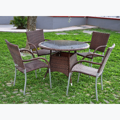 Ensemble de jardin Prince en polyrattan meubles table et chaises d&#39;extÃ©rieur