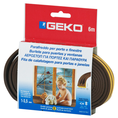 Geko 6 mt parafreddo in gomma marrone adesivo per porte e finestre guarnizione