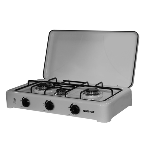 3-burner steel gas cooker power 4.1kW consumption 47-70-100g / h cm 58x34x10h with lid weight 4.4Kg