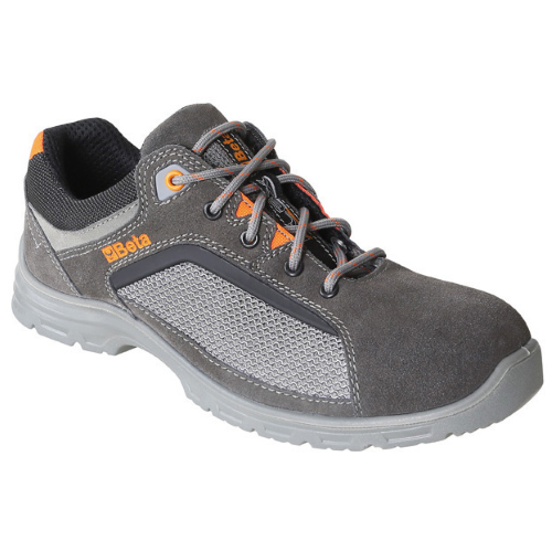 Beta 7213FG safety low summer work shoes in gray suede with orange inserts
