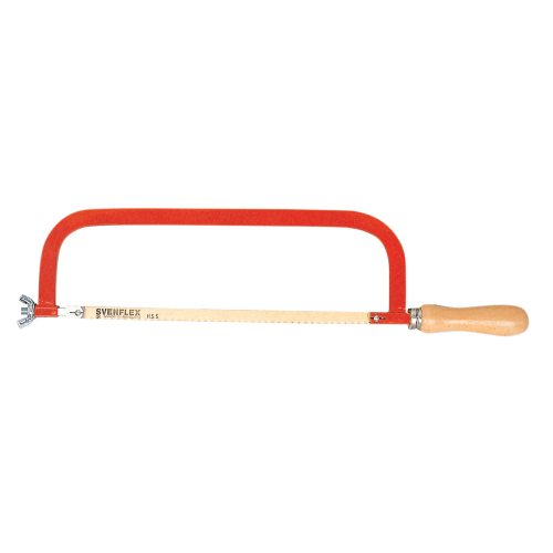 Bow hacksaw for metal in laminated steel with carbon blade and wooden handle