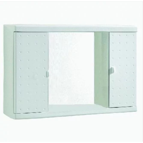 Armoire 2 portes avec miroir en abs blanc 60x40x16 cm meuble de salle de bain