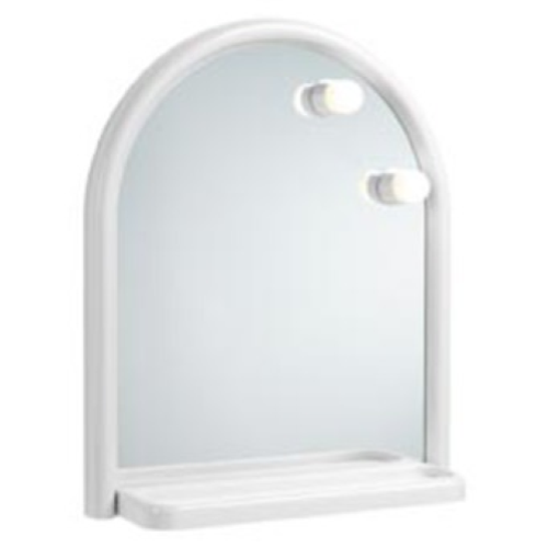 Arco espejo con balda y focos de abs blanco 52 x 63 cm mueble baÃ±o wc