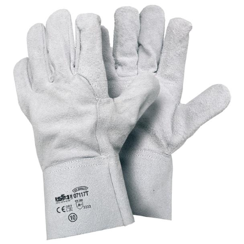 Ariete work gloves in extra reinforced cow split leather size 10 gray color