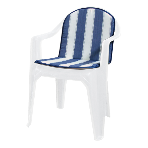 Cuscini con schienale basso per sedie poltrone poliestere e cotone cm 80x42x2 con imbottitura 8 pz rigato blu da giardino esterno