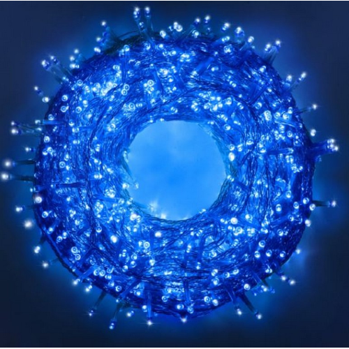 Luccika Crylight String-Serie blaue LED-Weihnachtslichter mit 8 Spielen transparenter Schnur für den Innen- und Außenbereich für Baumparty-Hochzeiten
