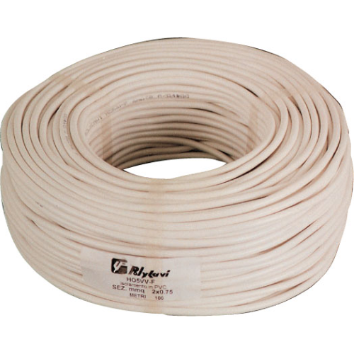 Cable eléctrico bipolar 100 m sección madeja 2x0,75 mm blanco flexible tipo goma