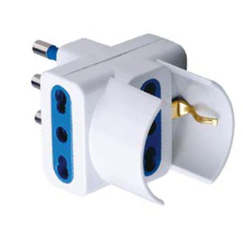16A + T triple adapter with 2 bypass sockets + 1 schuko IP20 socket