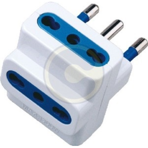 16A + T triple adapter with 3 IP20 schuko multi-socket sockets