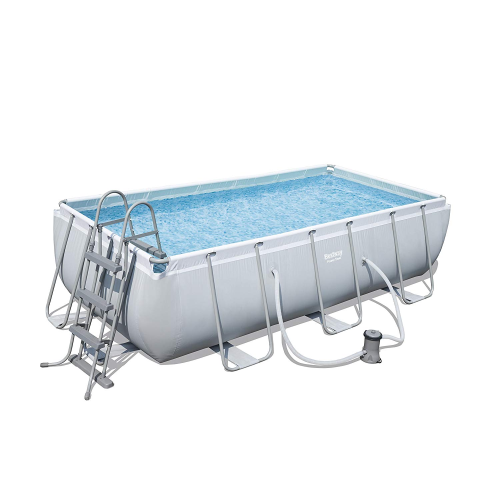 Bestway 56441 Power Steel piscina sobre suelo rectangular 404x201x100 cm con bomba de filtro de cartucho