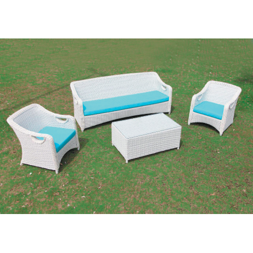 divano serie Salina in polirattan bianco completo di cuscino cm 160x75x80h
