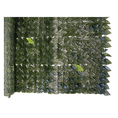 Artificial hedge laurel leaves in green pvc 1x20 mt washable synthetic leaves for outdoor use