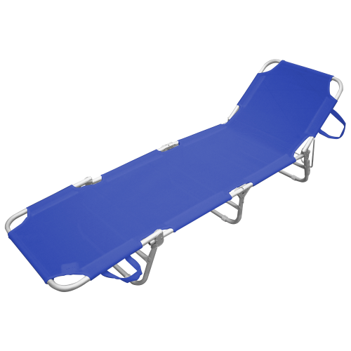 Transat tubulaire Playa en aluminium et tissu textilène bleu pour plage et piscine extérieure
