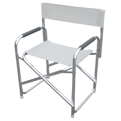 Chaise de directeur Playa en aluminium tubulaire et chaise en tissu textilène blanc pour plage et piscine extérieure