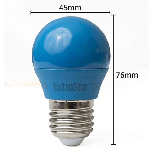 Extrastar lampada lampadina a led miniglobo 4W luce blu E27 per decorazioni vetro blu