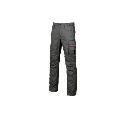 Pantalon de travail noir U-power Smile en coton et polyester adapté à toutes les saisons