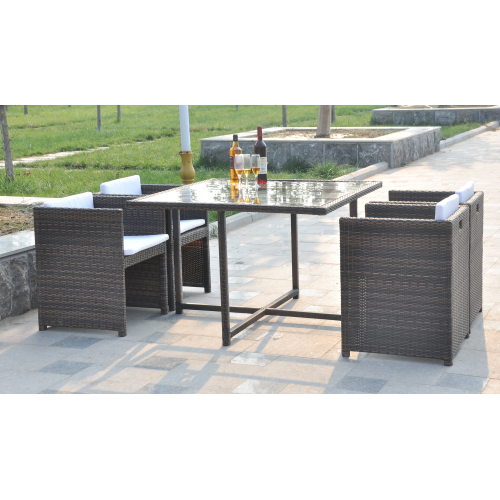 ensemble Ã  manger mod Cuba table + 4 chaises meubles pour terrasse de jardin extÃ©rieur