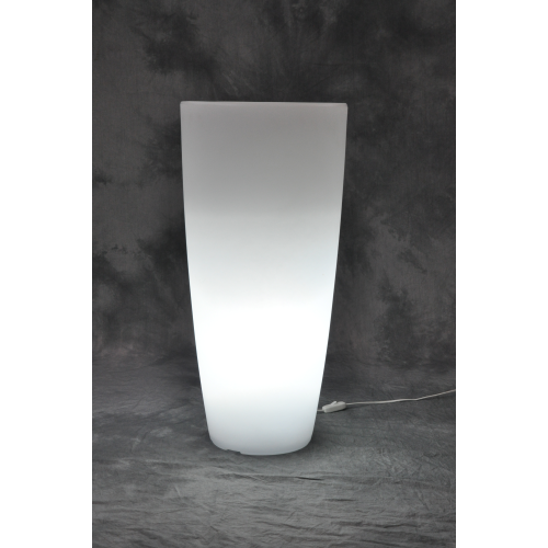 Runde Leuchtvase Home light in Eisweiß / Weißlichtharz Ø 33x70 cm für Innen- und Außenmöbel