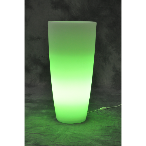 Vaso tondo luminoso Home light in resina bianco ghiaccio/ luce verde Ø 33x70 cm per arredo interno ed esterno