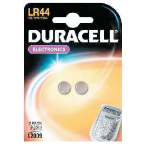 cf 2 piles bouton alcalines Duracell LR44 1.5V pour calculatrice