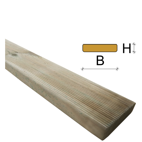 Bodendiele 1,9x9,3x240 cm eine glatte Seite und eine gerillte Seite aus imprägniertem Holz