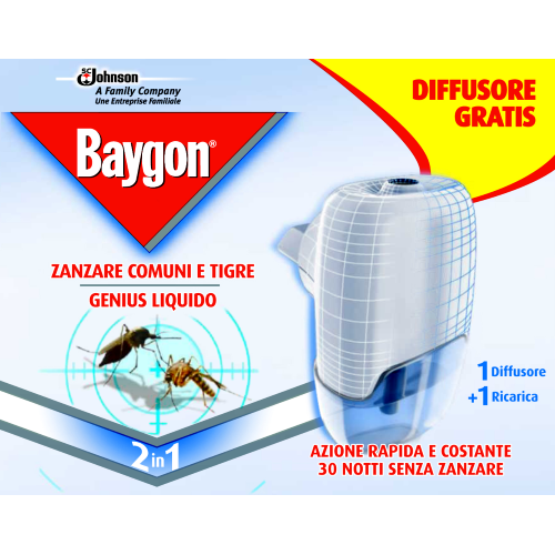 Baygon diffusore vaporizzatore liquido antizanzare con 1 ricarica protezione