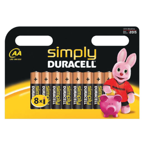cf 8 pz Duracell Simply pila batteria stilo ministilo alcalina 1,5V MN1500 LR6