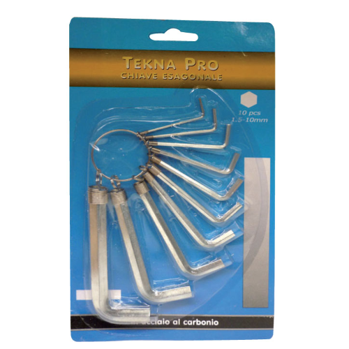 Tekna Pro serie 10 chiavi chiavini esgonali brugola con anello da 1,5 a 10 mm