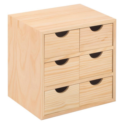 Mehrzweck-Mini-Kommode aus Holz mit 6 Schubladen cm 28x20x28h für Möbel