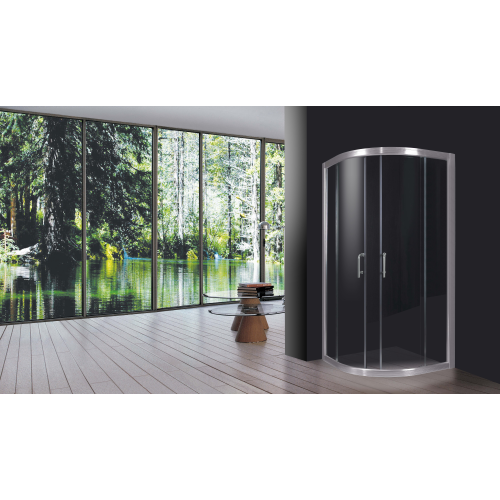 cabine de douche semi-circulaire 80x80 cm dans des parois en verre transparent