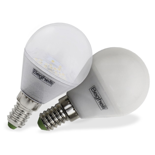 Beghelli Ecoled lampada lampadina led sfera opaca 5W E14 luce calda bianca