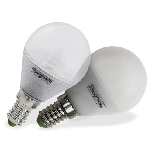 Beghelli Ecoled lampada lampadina led sfera opaca 5W E14 luce fredda bianca