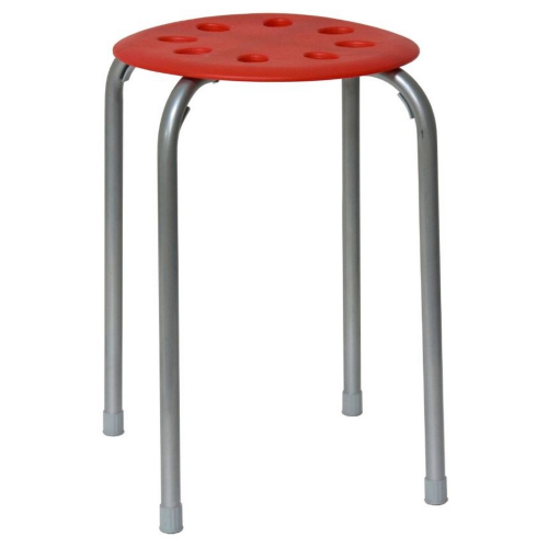 Dollino stool red seat stool for bathroom and camping in metal