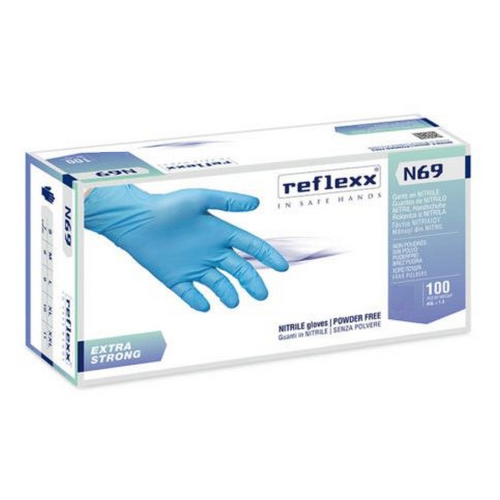Reflexx N69 100 guanti in nitrile blu senza polvere 6,80 gr extra strong ambidestri