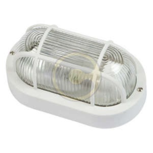 Plafonnier FME Art 62.702 Lampe ovale avec grille E27 blanche pour lampes jusqu&#39;Ã  60W