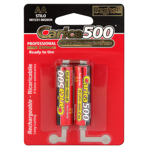2 piles rechargeables Beghelli charge 500 Gold 1.2V mAh 2500