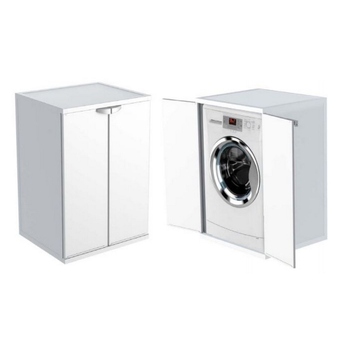 Harzwaschmaschinenabdeckung 68,5x64,5x88 cm weiß mit Waschmaschinenschutzgriffen