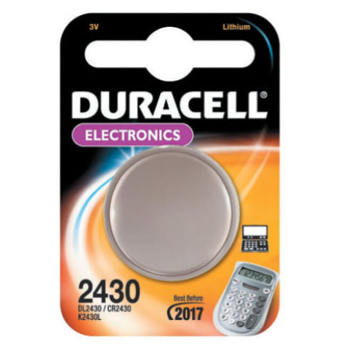 batteria a bottone Duracell pila CR2430 specialistica 24,5x3 mm