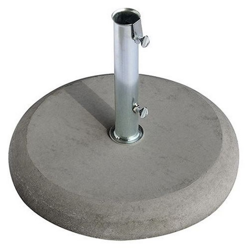 Base per ombrellone da giardino tonda in cemento da 35 kg fornita con tubo zincato 5,2 cm