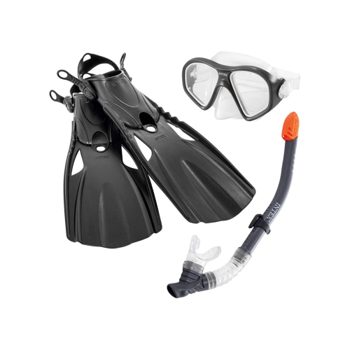Intex 55657 Complete sea kit Reef Rider large type snorkel mask and fins hypoallergenic material latex free fin size from 41 to 46 suitable for ages 14 and up