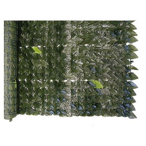 Künstliche Heckenlorbeerblätter aus grünem PVC 1x3 mt waschbare synthetische Blätter für den Außenbereich