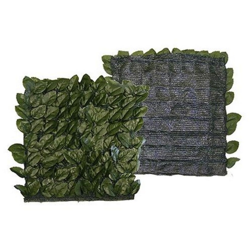 Siepe artificiale foglie di lauro con rete in pvc verde 1x3 mt lavabile foglie sintetiche da esterno