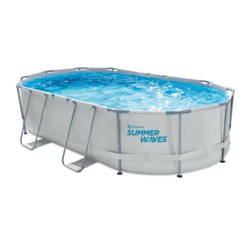 Summer Waves piscina fuori terra con telaio active frame cm 424x250x100 h ovale con pompa filtro e scaletta 