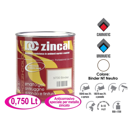 Pozzi Zincal 750 ml gel smalto fondo aggrappante antiruggine per lamiere zincate ferro zincato non colante
