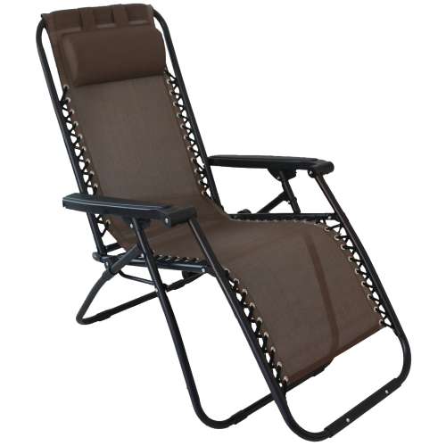 Sedia sdraio con poggiapiedi in acciaio pieghevole regolabile tabacco cm 90x66x110 da giardino esterno spiaggia piscina